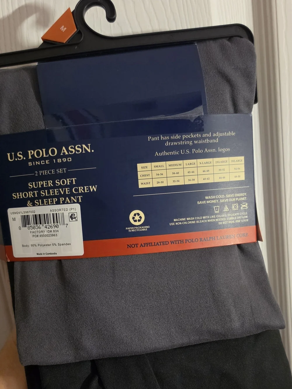U.S. Polo Assn. Men's Two-Piece Short Sleeve Crew & Sleep Pant - Gray/Black